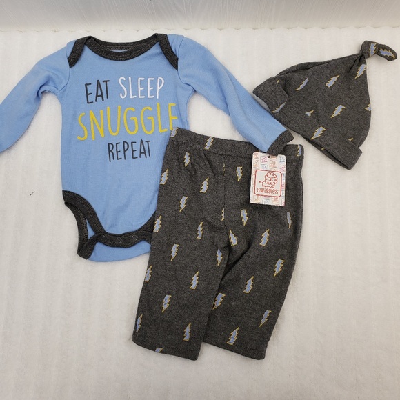 Swiggles infant boy bodysuit pant and hat - Picture 1 of 5